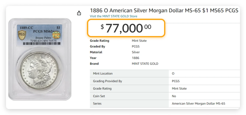 American Silver Morgan Dollar (MS-65 Grade)