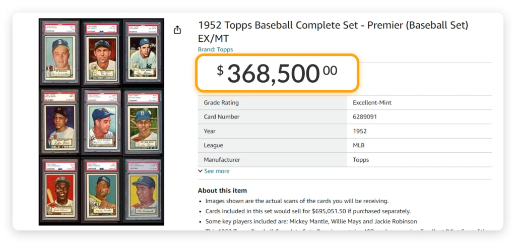 1952 Topps Baseball Card Collection