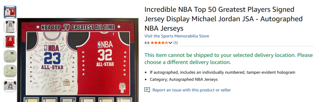 NBA Top 50 Greatest Players Signed Jersey Display Michael Jordan JSA
