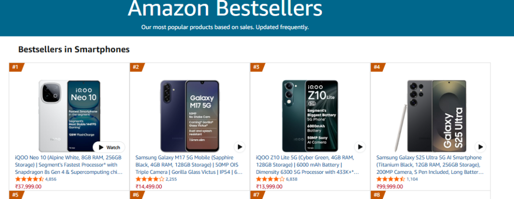 best selling electronics item on Amazon India is also a smartphone