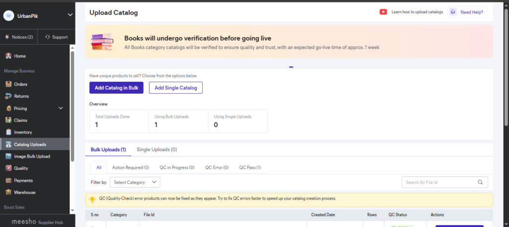 Upload Your Product Catalog