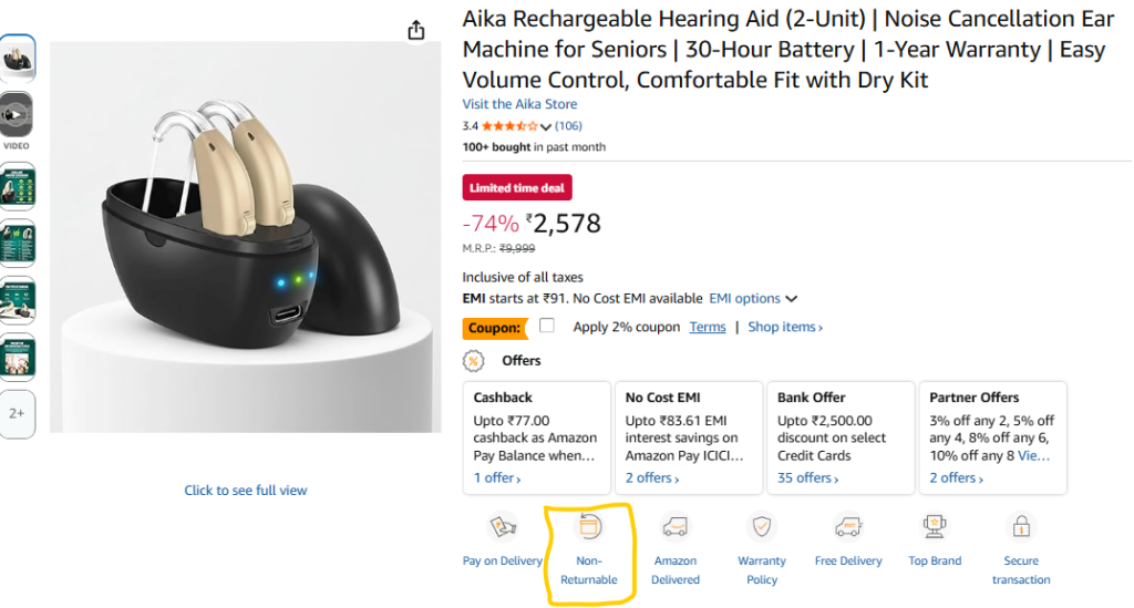 Non-returnable Digital Products & Services
