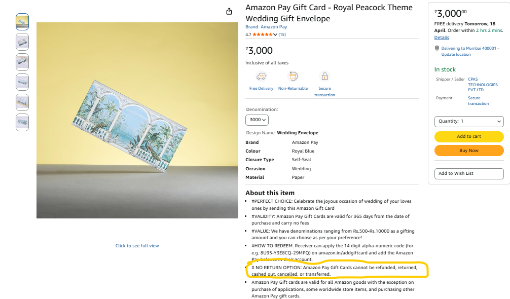 Non-refundable Gift Cards & Prepaid Codes
