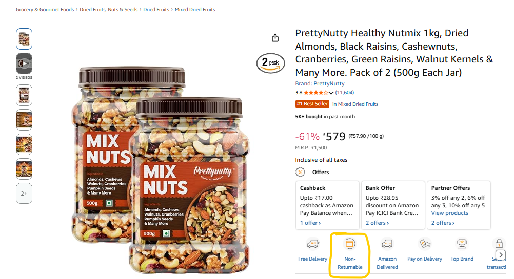 Non- refundable Grocery & Perishable Items