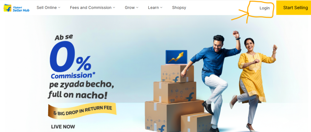 Flipkart seller hub page